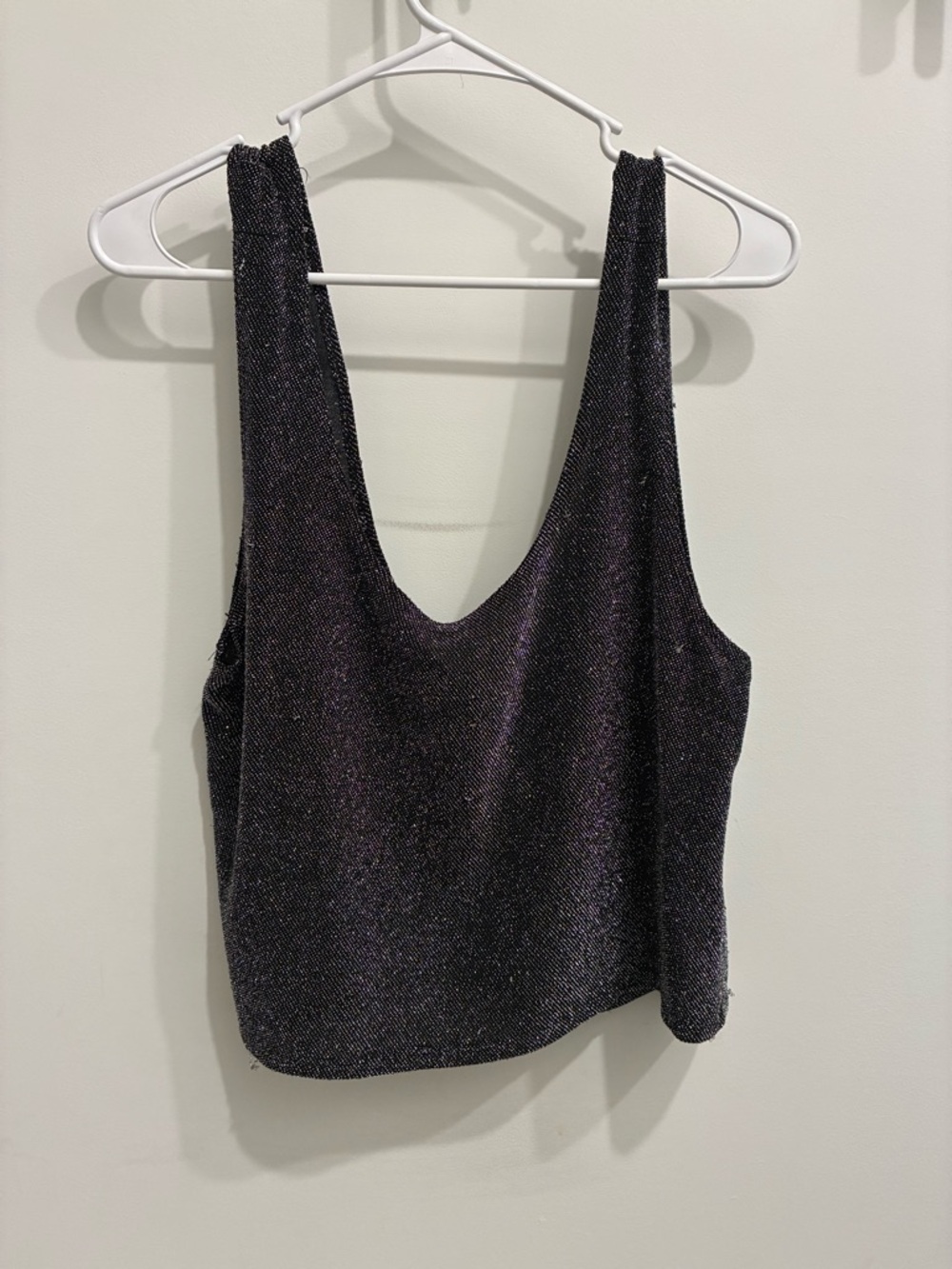 SHANA Black Tank Top with Purple Shimmer